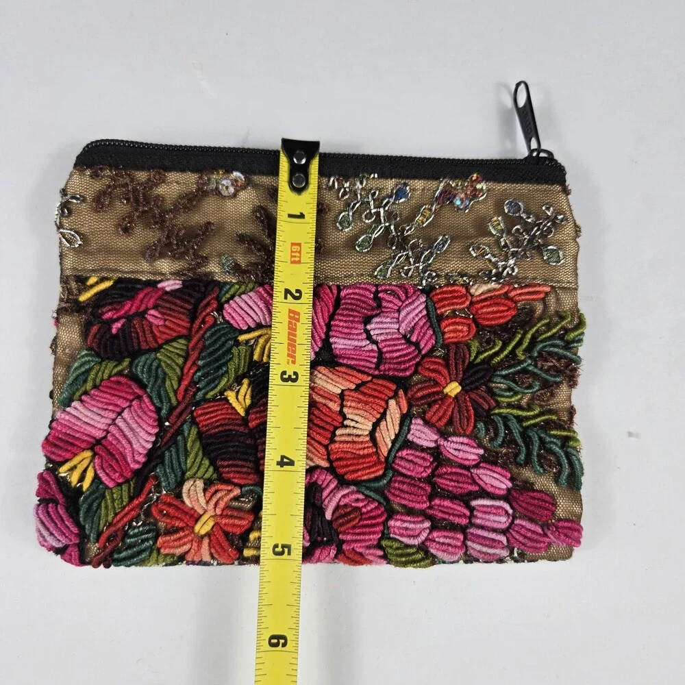 Hand Embroidered 6 X 5 Inches Coin Purse Mexican Art